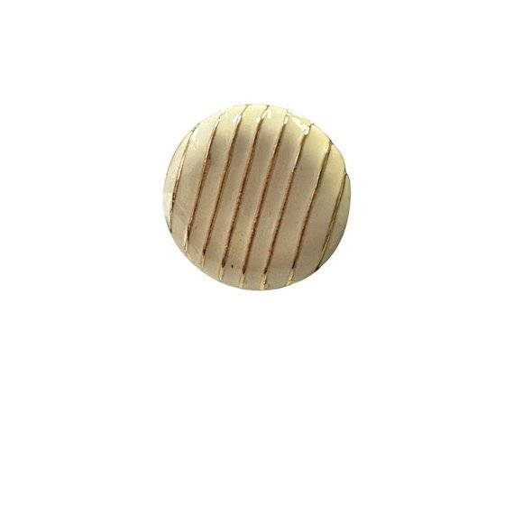 Vintage‎ white enamel Gold Tone Round Clip On Earrings 1 1/4" - Picture 5 of 6